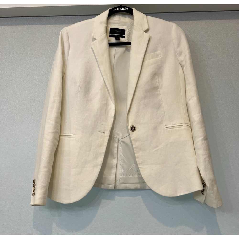 J Crew Ivory Linen Blazer